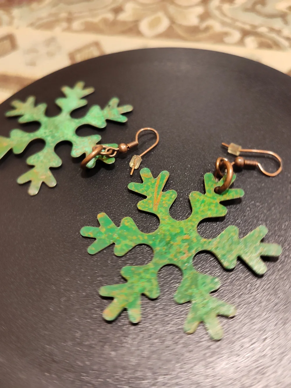 Green Snowflake Kids Earrings - Unbranded